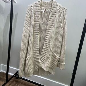 Free People Blossom Cardigan Cream Chunky Knit Size Large